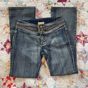 y2k vintage low waisted studded jeans
